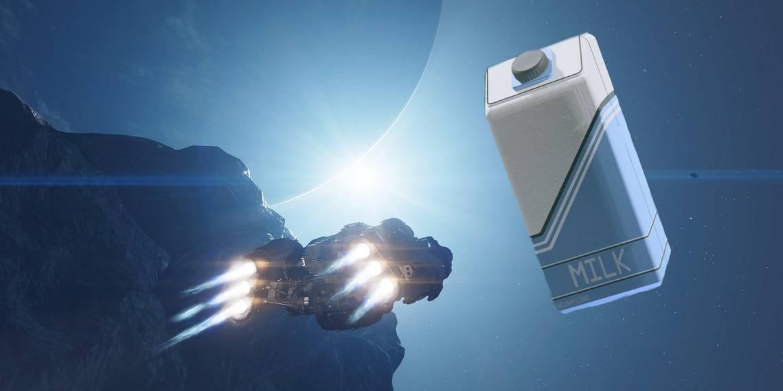 Divertido clip de Starfield muestra a un jugador volando a través de miles de cartones de leche en el espacio.